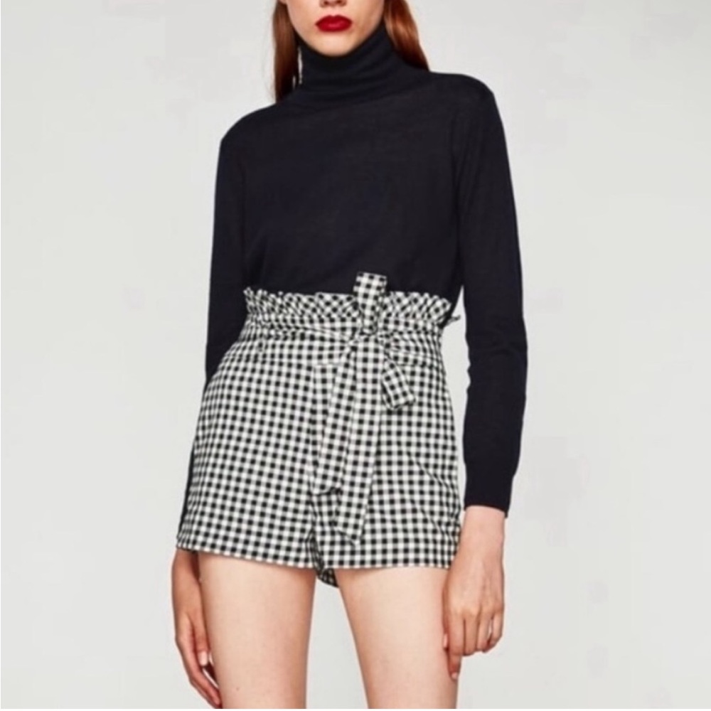 Zara Gingham Paperbag Shorts